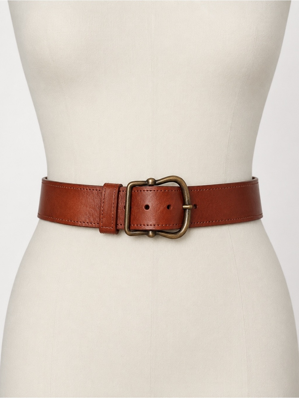 Sellier French Cuir de Vachette Brown Wide Leather Belt 95/38 Brass Buckle